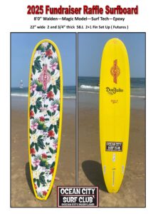 OCSC Raffle Surfboard Walden photo sheet PDF